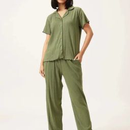 Clovia Green Cotton Regular Fit Night Suit-picture-40
