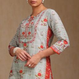 Soch Sap Green Regular Fit Printed Kurtas image 5