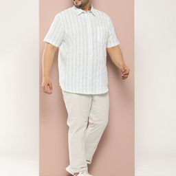 Sztori Men Plus Size Striped Regular Fit Casual Shirt-picture-4
