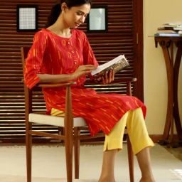 Aurelia Red Straight Kurta-image-95