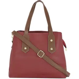 Sugarush Maroon Solid Large Handbag-30