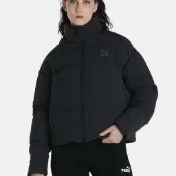Puma Classics Classics Black Nylon Logo Print Oversized Jacket-image-28