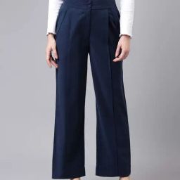 Latin Quarters Navy Regular Fit High Rise Trousers-picture-20