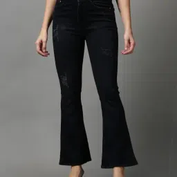 SHOWOFF Black Solid Mid Rise Jeans-image-85