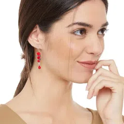 Imli Street Red & Silver Drop Earrings-36