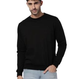 Ad By Arvind Black Cotton Slim Fit Sweatshirt-image-62