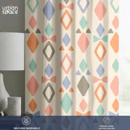Urban Space Multicolor Cotton Printed Window Curtain with Tieback & Eyelets (5 ft) image 4