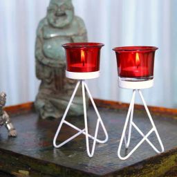 HOSLEY White Iron Tealight Candle Holders - Set of 2-image-41