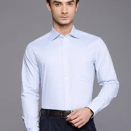 Louis Philippe Classic Geometric Self Design Formal Shirt-image-82