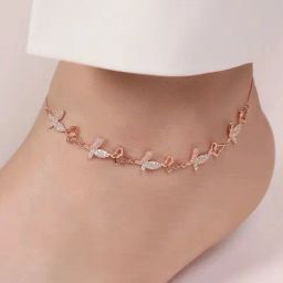 Zavya Butterfly Rose Gold Plated Embraced 925 Sterling Silver Anklet-image-44