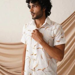 Indian Needle White Regular Fit Printed Shirt-image-31