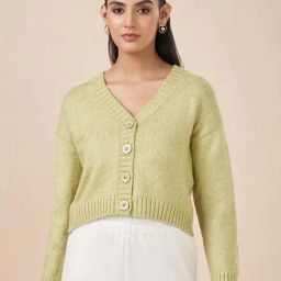 Akkriti by Pantaloons Green Solid Cardigan-picture-24