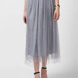 StyleStone Grey Embellished A-Line Skirt-image-22