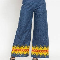 Indibelle Women Blue Straight Printed Palazzos-image-66