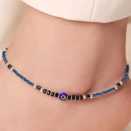 Zavya Azure Ward 925 Sterling Silver Rhodium-Plated Evil Eye Anklet-39
