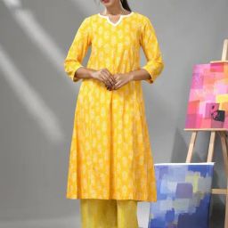 Charukriti Yellow Cotton Printed Straight Kurta-picture-33