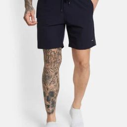 Octave Navy Cotton Regular Fit Sports Shorts-image-46