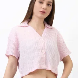SPYKAR Pink Textured Shirt-image-76