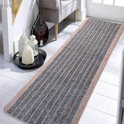 Saral Home Beige & Grey Striped Polyester Anti Slip Runner-16