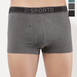 Sporto by Macho Men Pack Of 4 Combed Cotton Short Trunks-picture-24