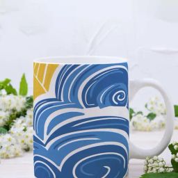 Nestroots White & Blue Stoneware Tidal Tranquility Coffee Mug (0.325 L)-image-64