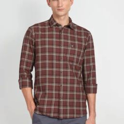 Arrow Sport Brown Cotton Slim Fit Checks Shirt-picture-44