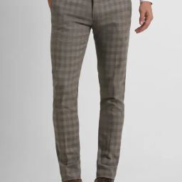 Peter England Brown Slim Fit Checks Trousers-image-73