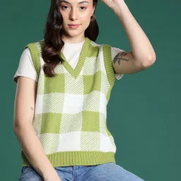 DressBerry Checked Sweater Vest-image-89