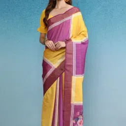 Silk Land Multicolored Silk Printed Saree With Unstitched Blouse-picture-19
