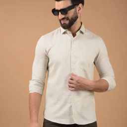 CRIMSOUNE CLUB Beige Slim fit Self casual shirts-image-91