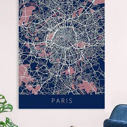 Gallery99 Navy Blue Paris Canvas Unframed Painting-image-1