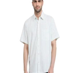 ColorPlus Brown Cotton Comfort Fit Striped Casual Shirt-picture-6