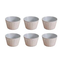 Nestasia Grey Floral Pattern Ceramic Serving Bowl Set of 6 (600 ml)-1