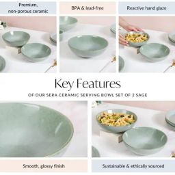 Nestasia Solid Pink Ceramic Serving Bowls Set of 2 (1000 ml) image 4
