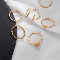 Jewels Galaxy Set Of 6 Gold-Plated Contemporary Stackable Finger Rings-56