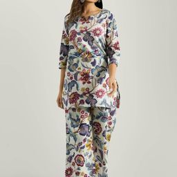 BAESD Women Floral Printed Regular Kurti with Trousers-image-80
