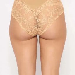 Clovia Beige Regular Fit Self Pattern Hipster Panties image 2