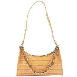 London Rag Yellow Croc Textured Small Baguette Bag-37