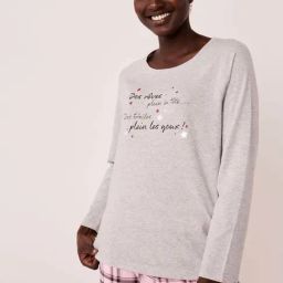 La Vie En Rose Grey Cotton Printed T-Shirt-image-80