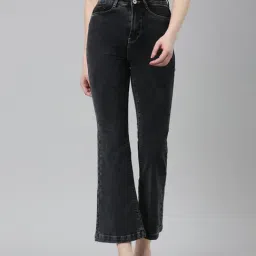 SHOWOFF Black Denim Flared Fit Mid Rise Jeans-image-51