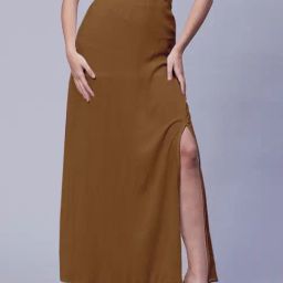 Moomaya Brown Maxi Skirt-image-23