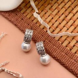 Abdesigns Sophisticated Silver Plated American Diamond Stud Earrings-26
