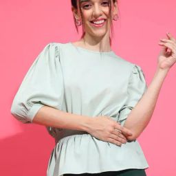 Oxolloxo Light Green Regular Fit Top-image-85