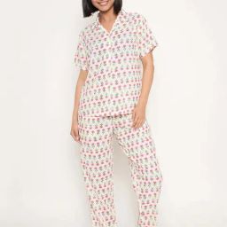 Clovia Multicolor Relaxed Fit Printed Pyjama Sets-image-44
