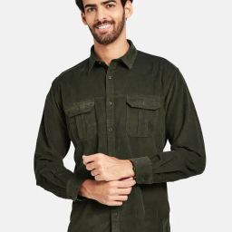 METTLE Dark Green Regular Fit Shirt-image-63