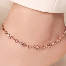 Zavya Romantic Rose 925 Sterling Silver Rose Gold-Plated Heart Anklet-image-97