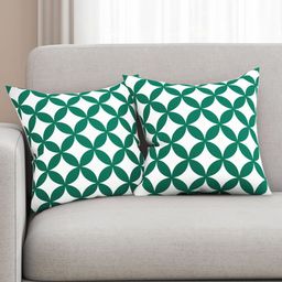SEJ by Nisha Gupta Green Set of 2 Printed 16'' x 16'' Square Cushion Covers-45