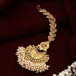 Aatmana Kundan-Studded & Pearl Beaded White Maang Tikka for Women & Girls-image-75