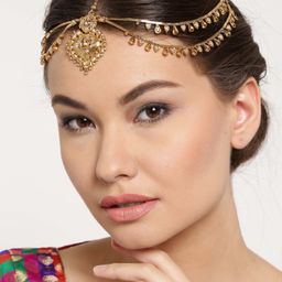 Zaveri Pearls Gold-Plated Stone-Studded Matha Patti image 1