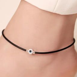 Zavya Ward Off Negativity 925 Sterling Silver Evil Eye Anklet-1